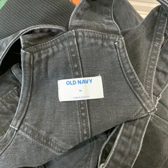 Old Navy O.G. Straight Black-Wash Jean Overalls Size 16 - Picture 5 of 5
